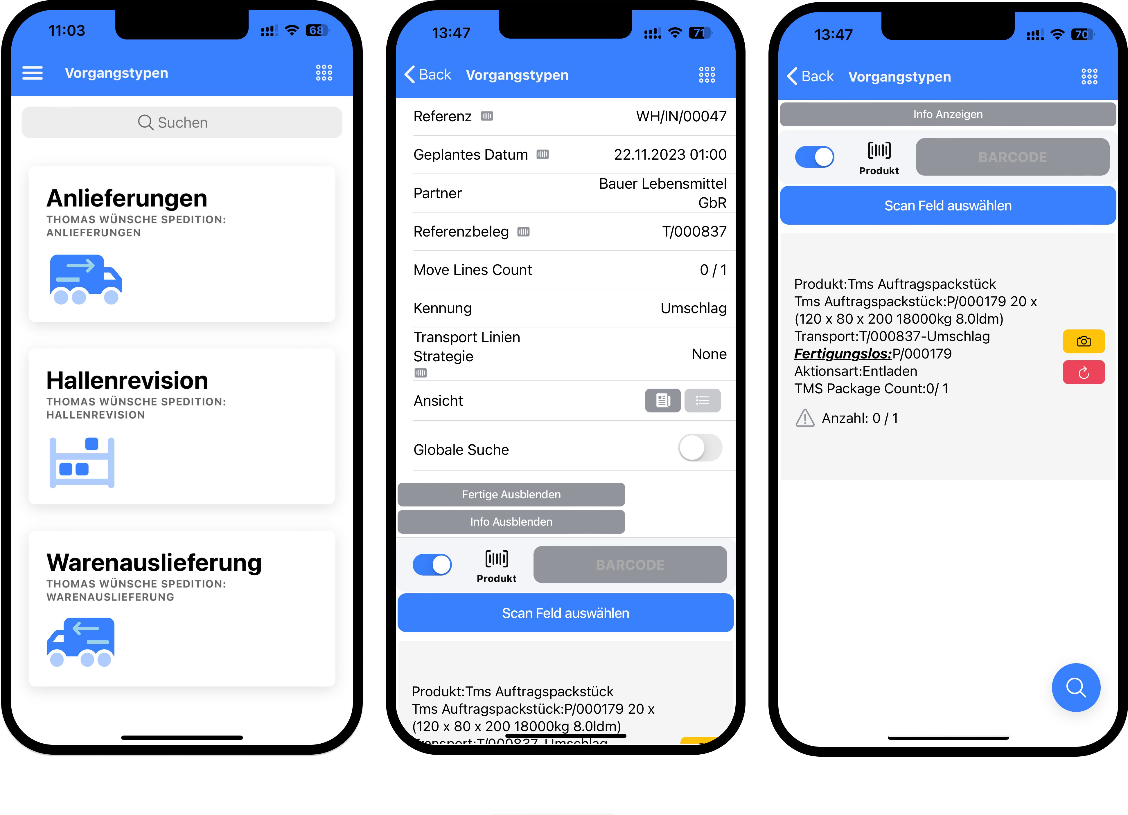 Integration der Fahrer- und Umschlagslager-App 