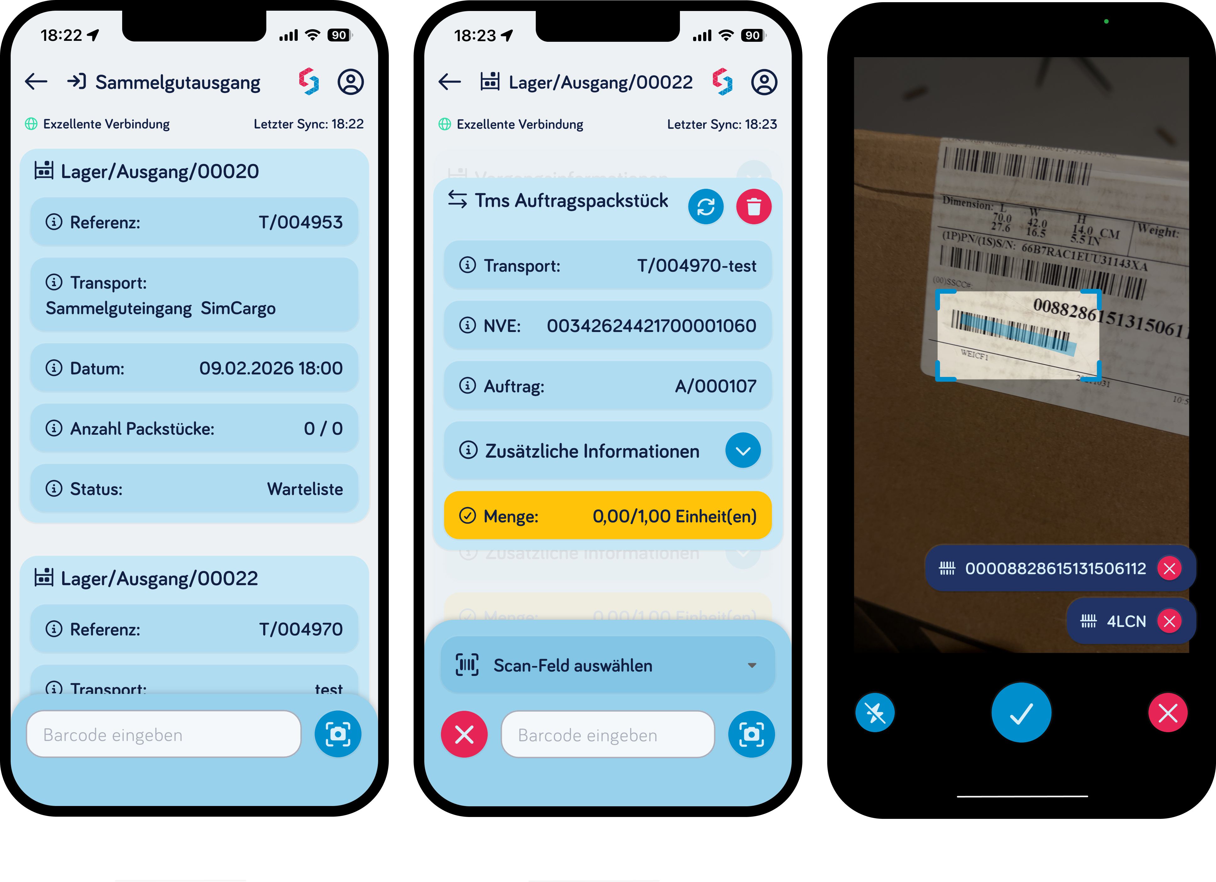 Screenshot aus der SIRUM-App: Ideal für Umschlags- und Logistiklager