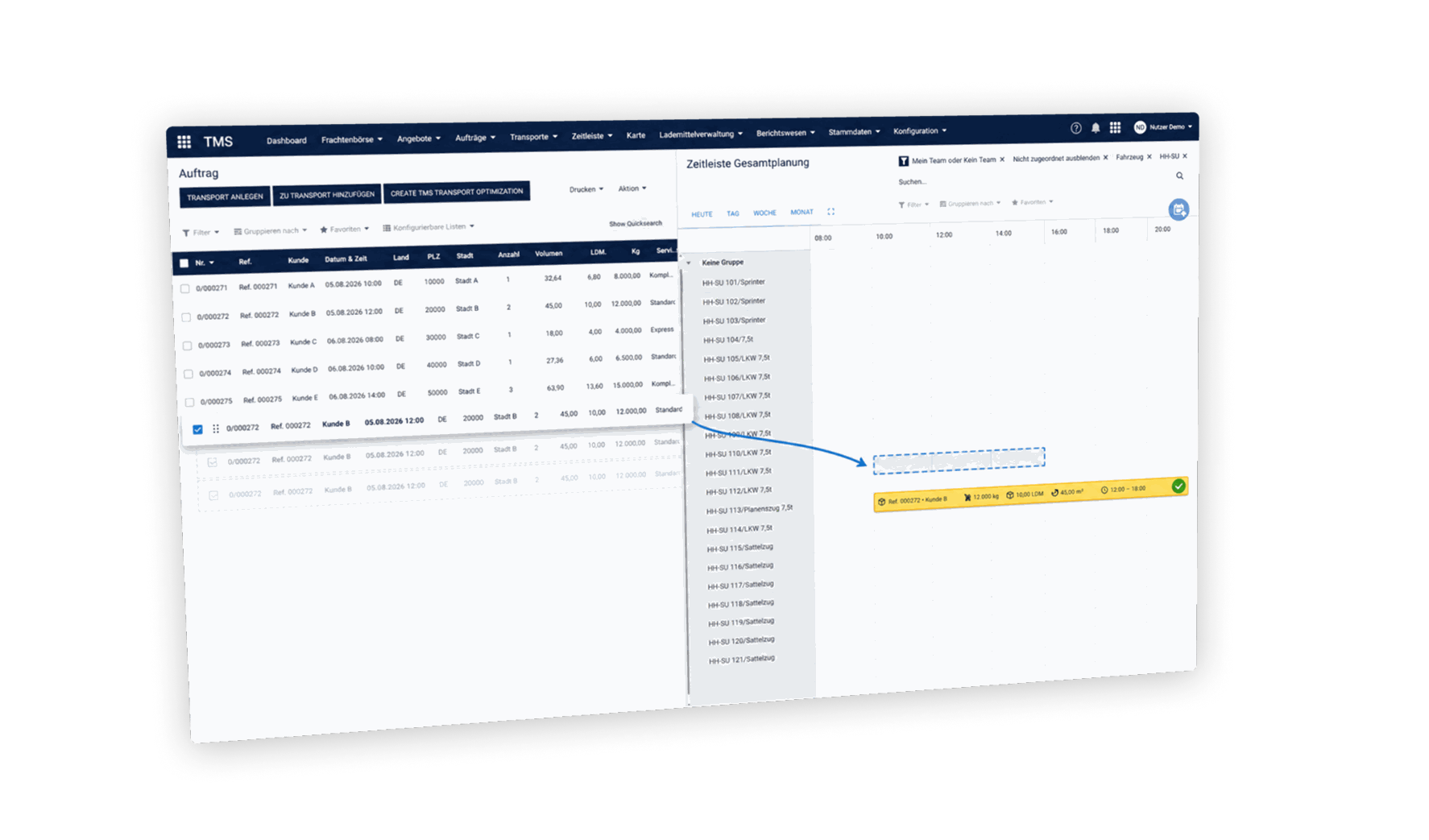 Grafische Disposition per Drag and Drop in der SIRUM Logistics Suite
