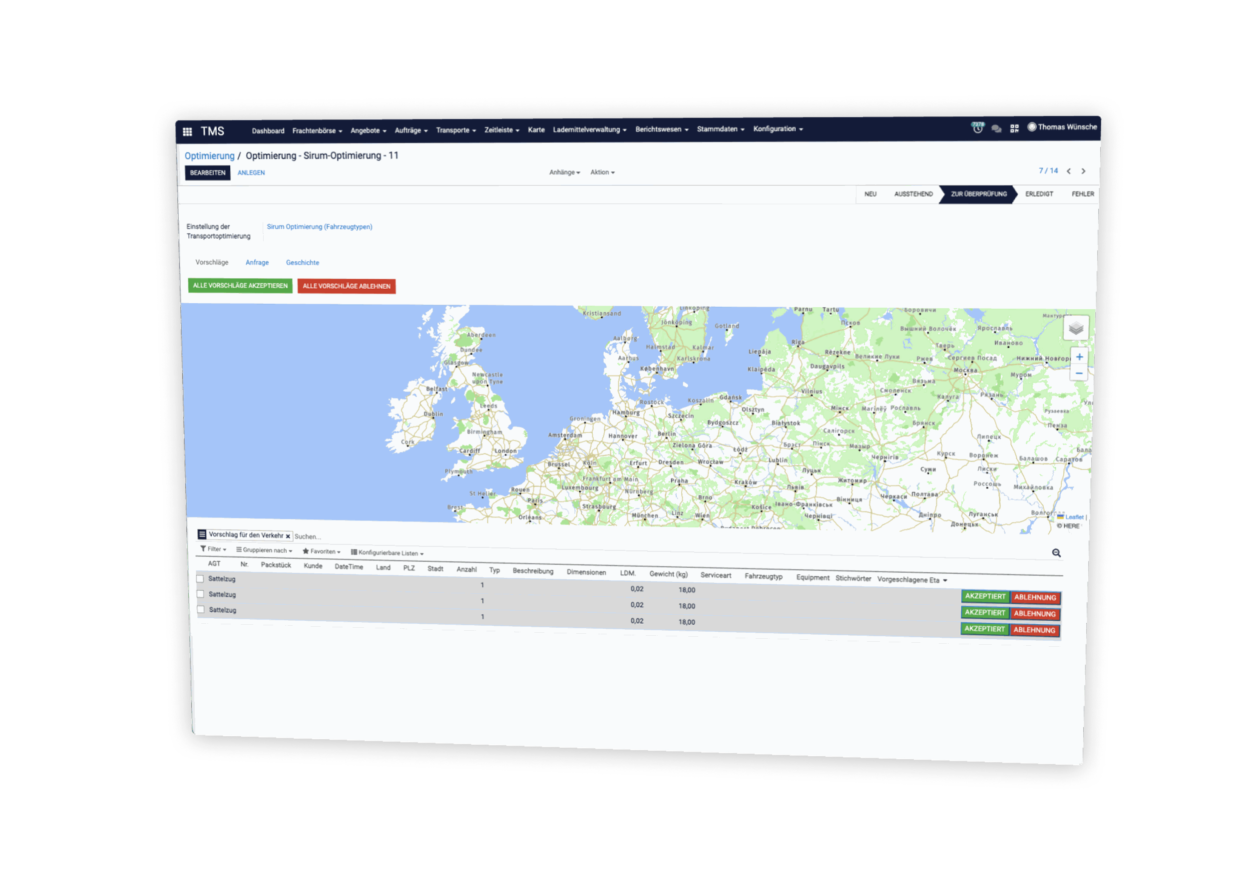 Intelligente Tourenoptimierung in der SIRUM Logistics Suite